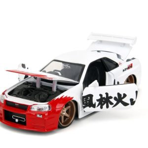 Jada Toys: Street Fighter - Nissan Skyline GTR R34 (with Ryu figure) 1:24 Scale Diecast Vehicle Set