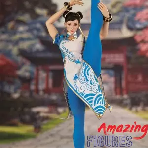 STAR MAN 1/6 Scale Female Fighter Not Chun Li [Blue Moire White Cheongsam Version] MS-011